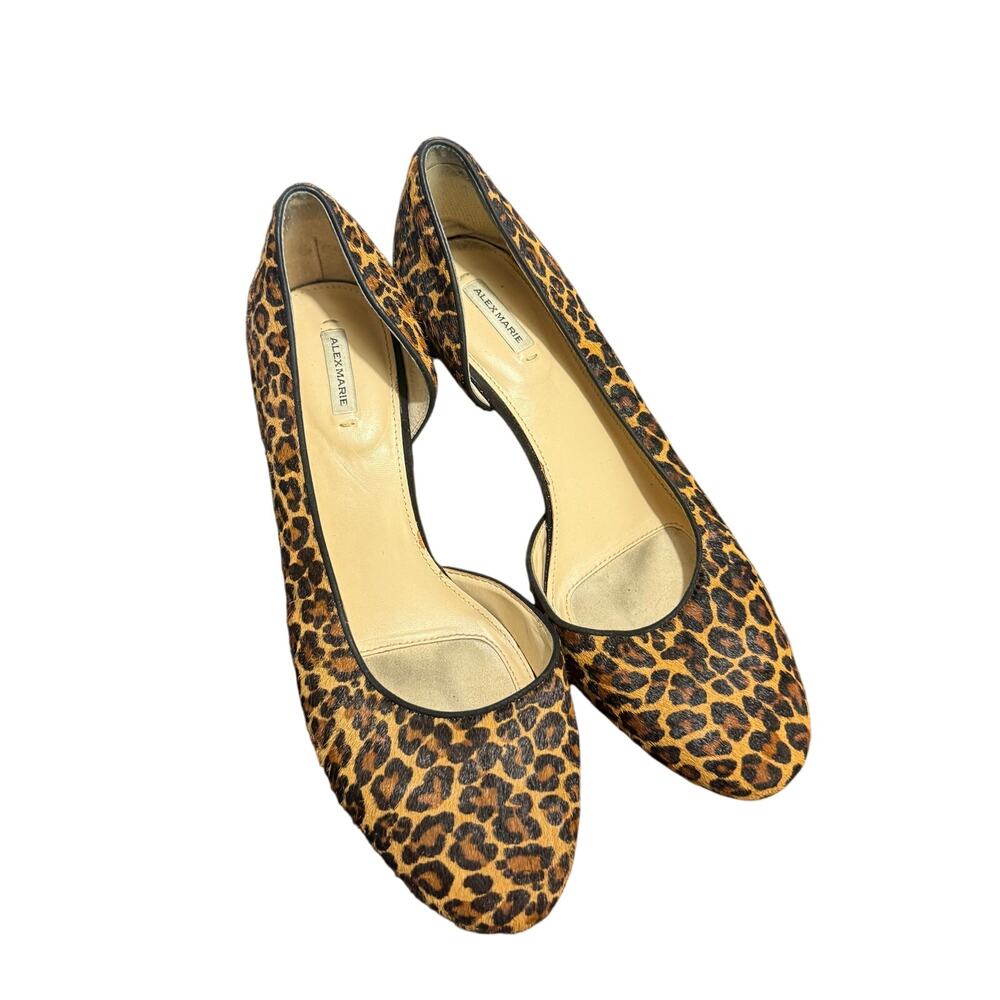 Alex Marie Leopard Print Haircalf Block Pumps Women's Size 9.5M Animal Print